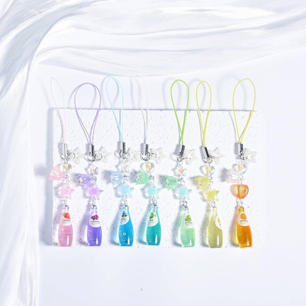 Cute Strawberry Soda Phone Charms, Y2K Fruit Summer Phone Keychain Charm, Aesthe - Picture 2 of 7